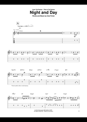 ナイト・アンド・デイ 楽譜 コード付き ギター (ソロ) | MuseScore.com
