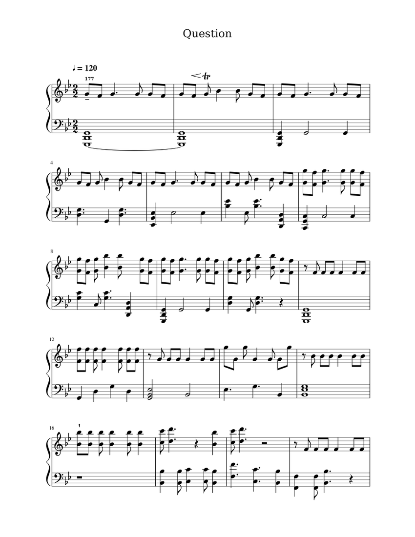 Question Assassination Classroom OP 楽譜 ピアノ (ソロ) | MuseScore.com
