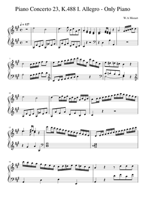 モーツァルト ピアノ協奏曲第23番 II. アダージョ KV 488 - ピアノソロ