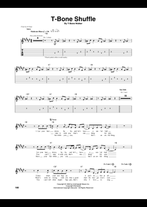 T-Bone Walker Guitar 楽譜 タブ譜 T-bone shuffle の公式楽譜を演奏する by T-Bone Walker ギター