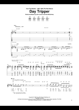 Day Tripper (The Beatles) - guitar 楽譜 タブ譜あり コード付き