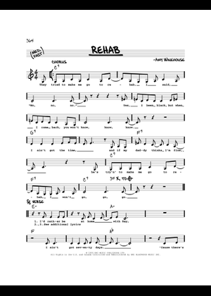 Rehab (リハブ) – エイミー・ワインハウス 楽譜 ピアノ (ソロ) easy