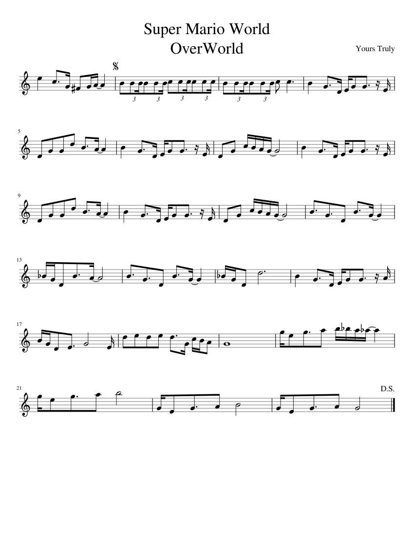 スーパーマリオワールド オーバーワールド 楽譜 クラリネット（B♭調