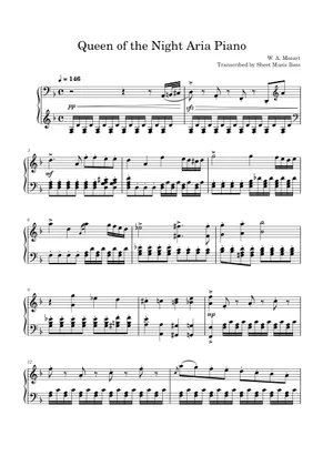 アリア(夜の女王) 楽譜 ピアノ (ソロ) | MuseScore.com