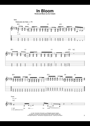 In bloom の公式楽譜を演奏する by Nirvana ギター | MuseScore.com