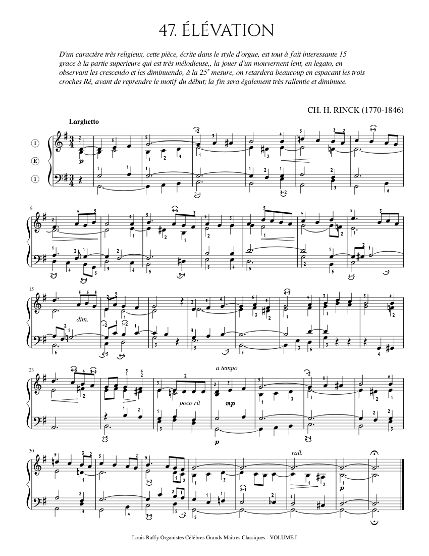 Louis Raffy Organistes VOLUME 1 - 47. ÉLÉVATION 楽譜 オルガン