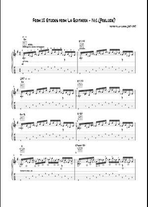 Etude No. 1 の公式楽譜を演奏する by Heitor Villa-Lobos ギター
