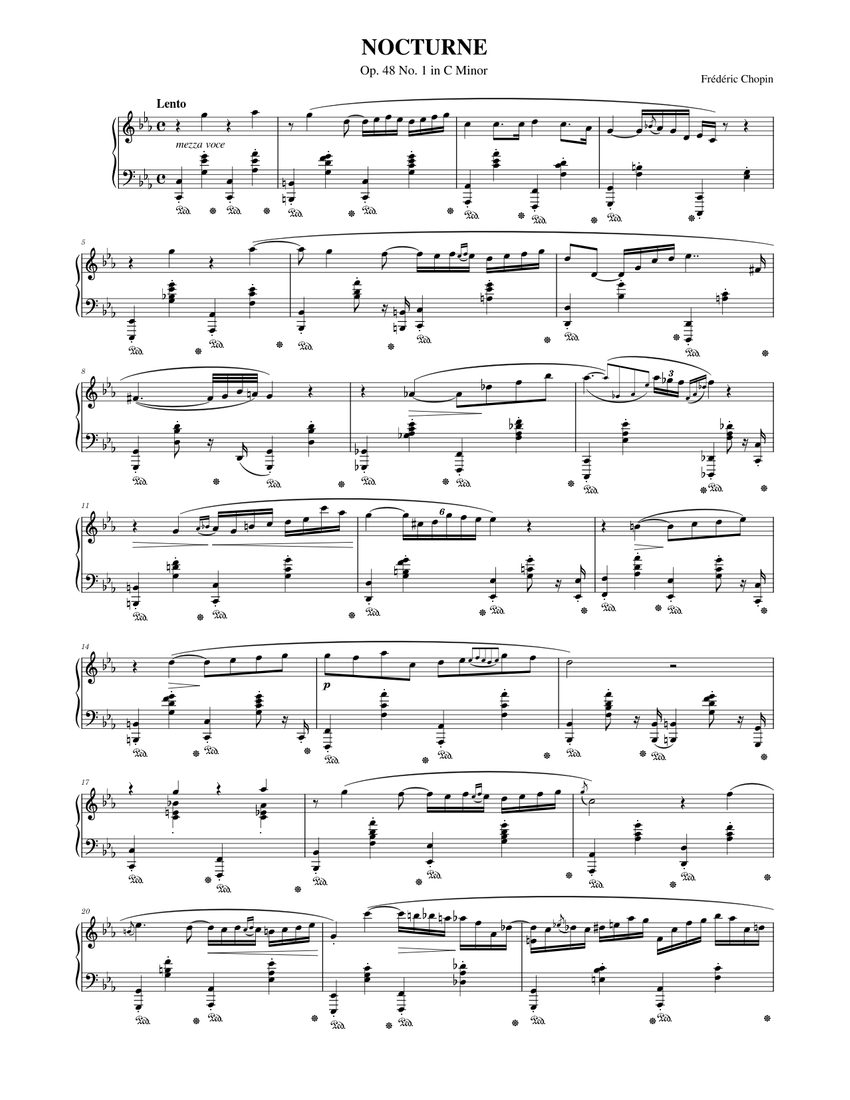 フレデリック・ショパン: 夜想曲 ハ短調, 作品48 第1番 楽譜 ピアノ