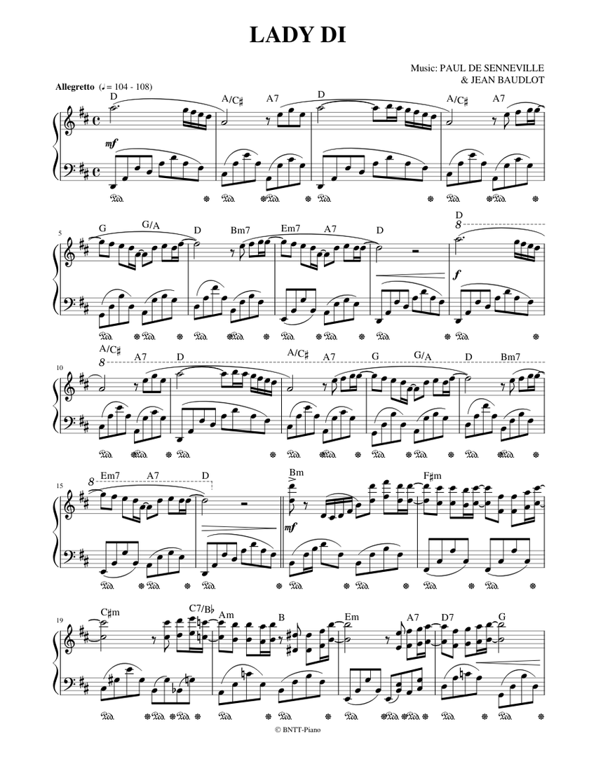 レディ・ダイ 楽譜 コード付き ピアノ (ソロ) | MuseScore.com