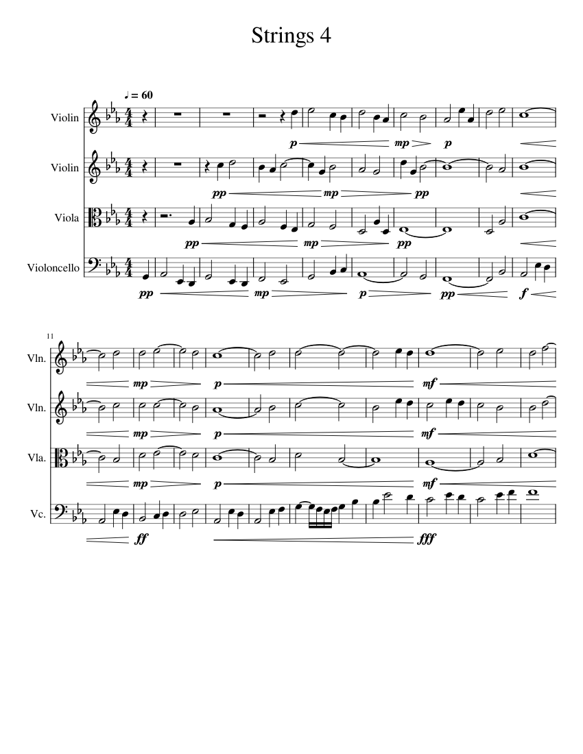 Strings 4 楽譜 バイオリン, ビオラ, チェロ (弦楽四重奏) | MuseScore.com