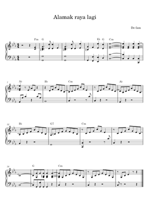 ALAMAK RAYA LAGI - de fam 楽譜 コード付き ピアノ (ソロ) | MuseScore.com