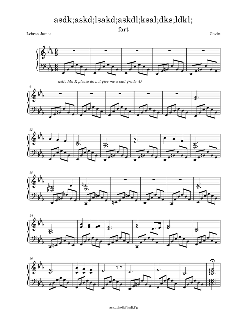 asdk;askd;lsakd;askdl;ksal;dks;ldkl; 楽譜 ピアノ (ソロ) easy | MuseScore.com
