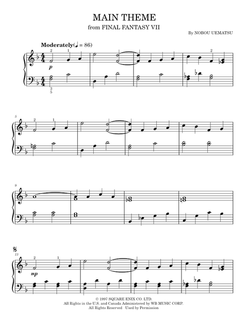 Final Fantasy VII sheet music by wilmabeats | Play, print, and
