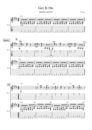 Bang A Gong (Get It On) の公式楽譜を演奏する by T. Rex, The Power