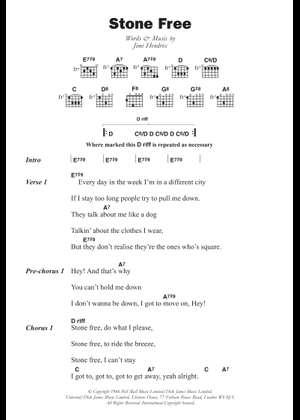Stone free の公式楽譜を演奏する by Jimi Hendrix ギター | MuseScore.com