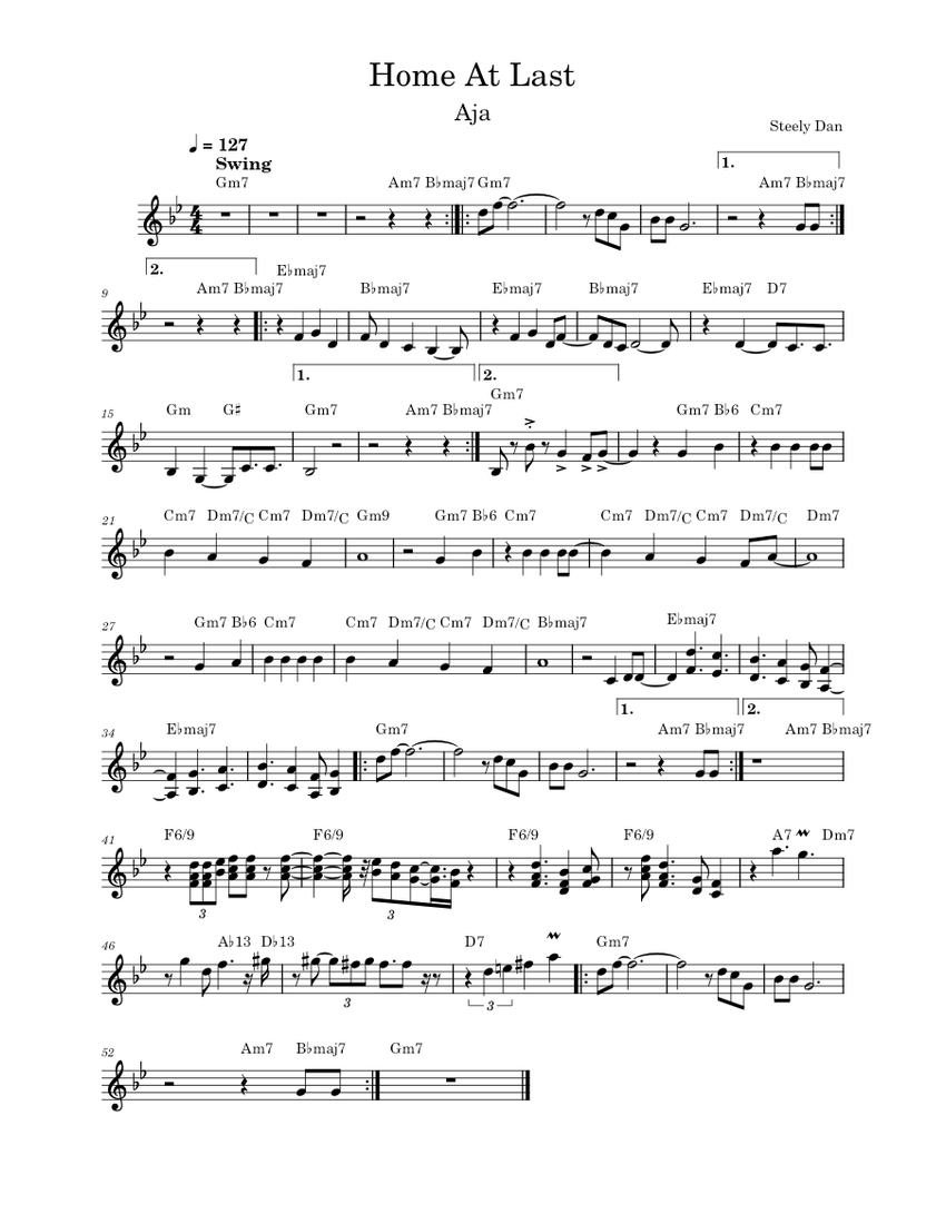 ついに帰宅 – スティーリー・ダン 楽譜 コード付き ピアノ (ソロ) easy