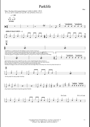 Parklife の公式楽譜を演奏する by Blur ボーカル, ギター | MuseScore.com