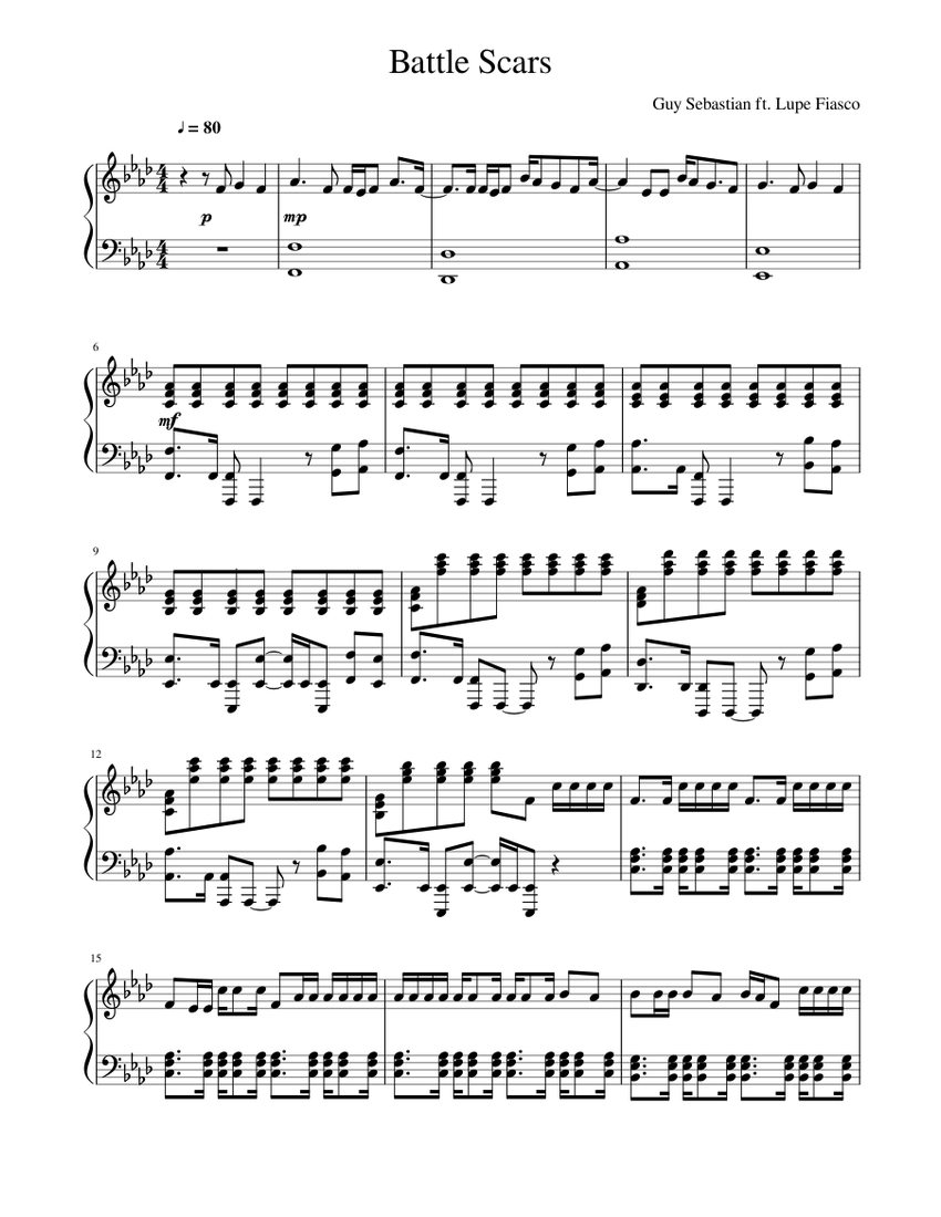 バトル・スカーズ 楽譜 ピアノ (ソロ) | MuseScore.com