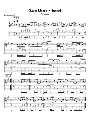 Sunset – Gary Moore 楽譜 コード付き ピアノ (ソロ) | MuseScore.com