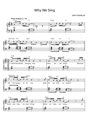 Why we sing - Kirk Franklin 楽譜 コード付き ピアノ, シンセサイザー