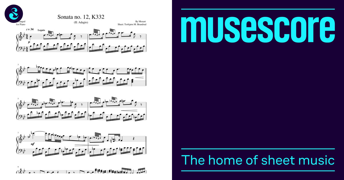 ソナタ第12番, K332 楽譜 ピアノ (ソロ) | MuseScore.com