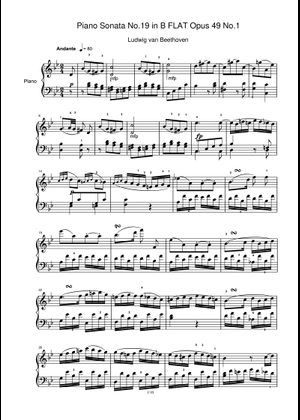 ベートーヴェン - ピアノソナタ第19番 ト短調 Op.49 第1楽章 楽譜