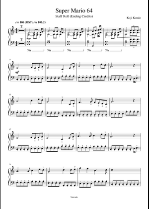 Staff Roll - Super Mario 64 – Koji Kondo 楽譜 ピアノ (ソロ