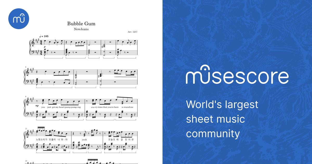 バブルガム – NewJeans 楽譜 ピアノ (ソロ) | MuseScore.com