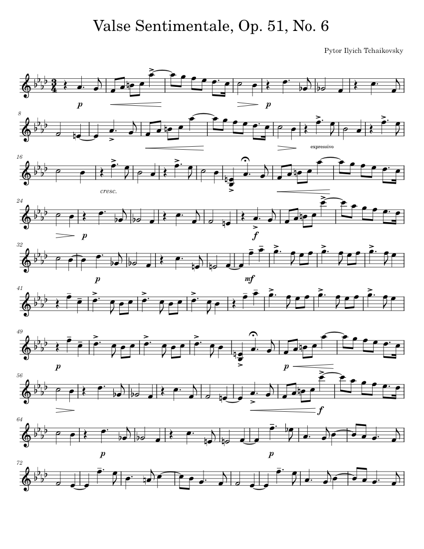 感傷的なワルツ Op. 51, No. 6 – ピョートル・イリイチ