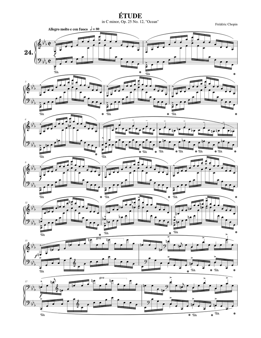 フレデリック・ショパン: 練習曲 ハ短調, 作品25 第12番, 「オーシャン