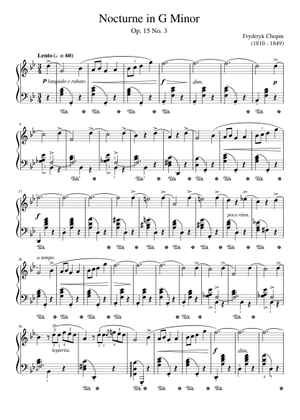 フレデリック・ショパン: 夜想曲 嬰ヘ長調 作品15 第2番 楽譜 ピアノ