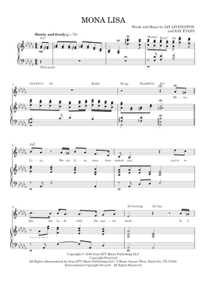 Mona lisa の公式楽譜を演奏する by Nat King Cole ボーカル