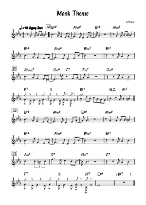 Monk Theme - Jeff Beal 楽譜 コード付き ピアノ (ソロ) easy