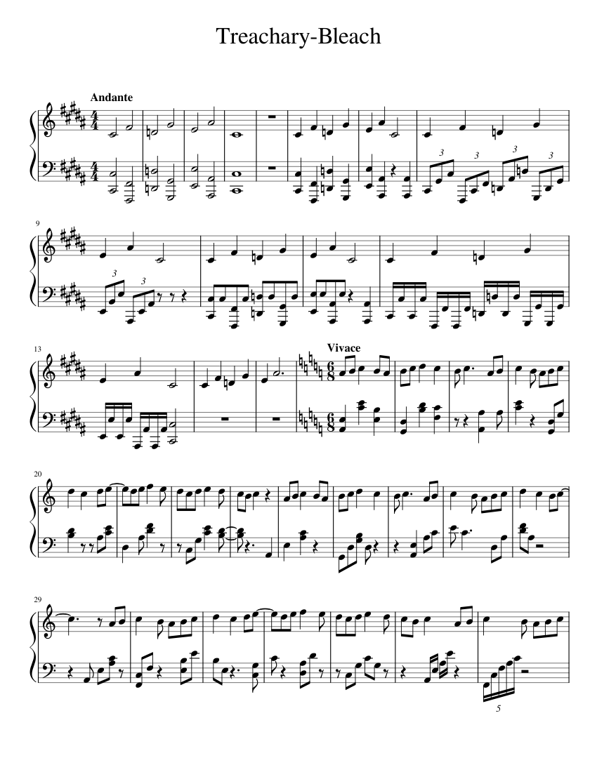 裏切り-ブリーチ 楽譜 ピアノ (ソロ) | MuseScore.com