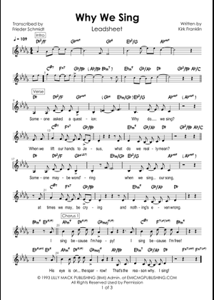 Why we sing - Kirk Franklin 楽譜 コード付き ピアノ, シンセサイザー