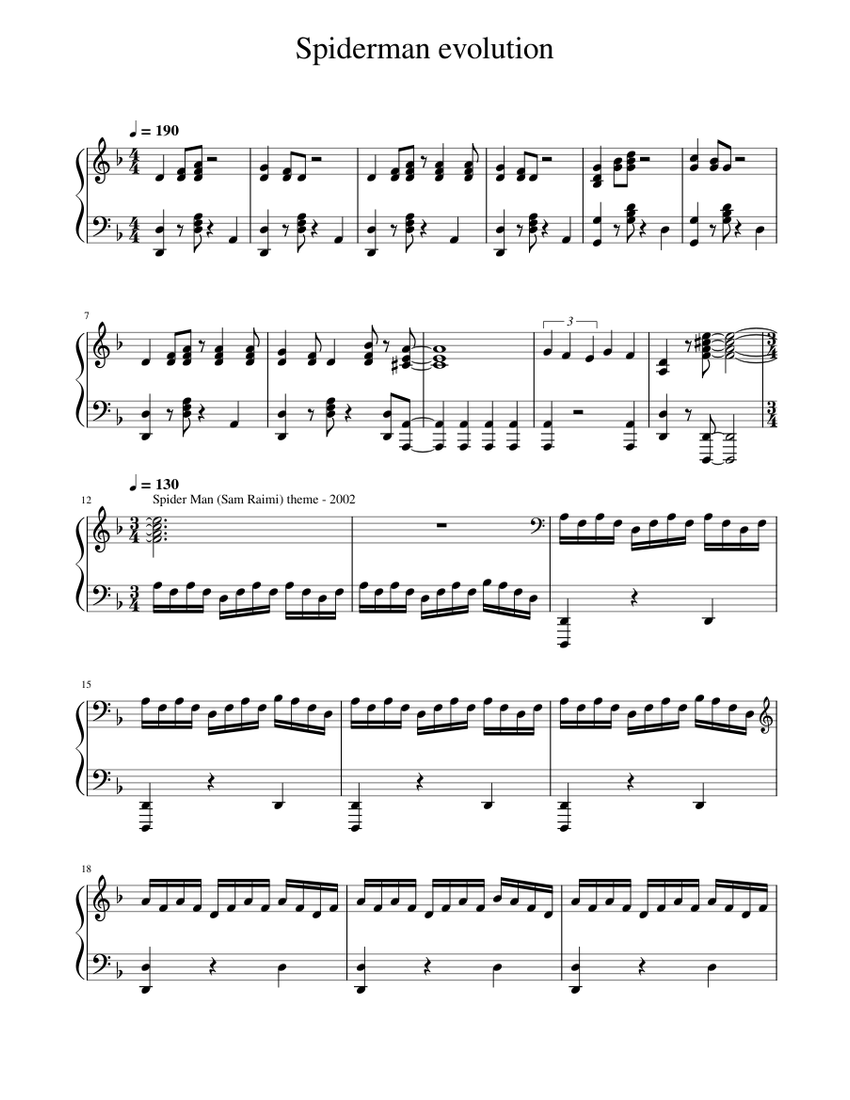 スパイダーマンの進化 楽譜 ピアノ (ソロ) | MuseScore.com
