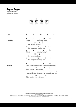 シュガー・シュガー 楽譜 コード付き フルート (ソロ) | MuseScore.com