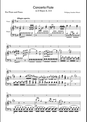 フルート協奏曲 ニ長調, K.314 楽譜 フルート (ソロ) | MuseScore.com