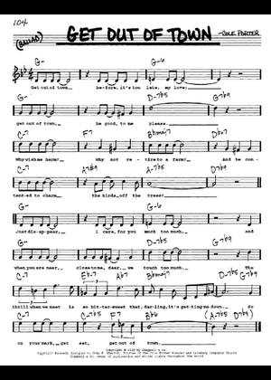 ビッグバンド楽譜「Get Out of Town」(絶版) Get Out Of Town の公式楽譜を演奏する by Cole Porter ピアノ