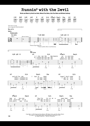 Runnin with the devil の公式楽譜を演奏する by Van Halen ギター