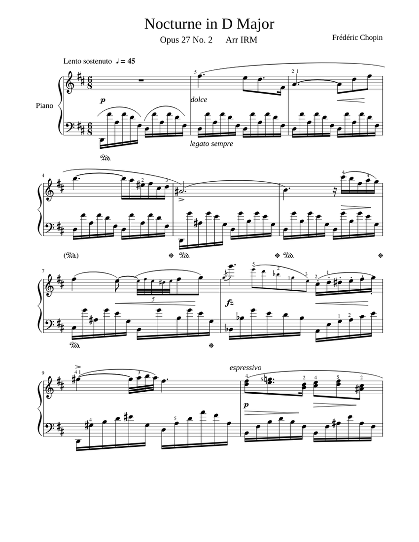 ジェーン・ポラード ヴィンテージ ステンドグラス 鍵盤と楽譜と水仙 ピアノ 音楽 ショパン ノクターン 作品27 第2番 やさしい版 楽譜 ピアノ (ソロ