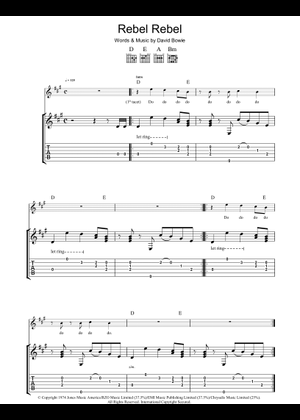 Rebel rebel の公式楽譜を演奏する by David Bowie ギター | MuseScore.com