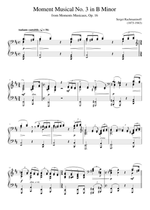 音楽の瞬間 Opus 16, No. 4 ホ短調 楽譜 ピアノ (ソロ) | MuseScore.com
