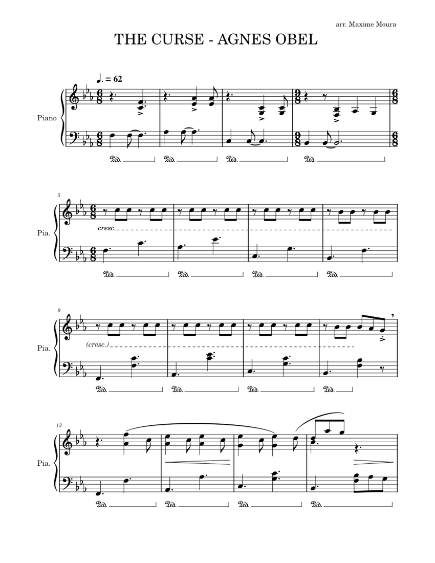 呪い – アグネス・オベル 楽譜 ピアノ (ソロ) | MuseScore.com