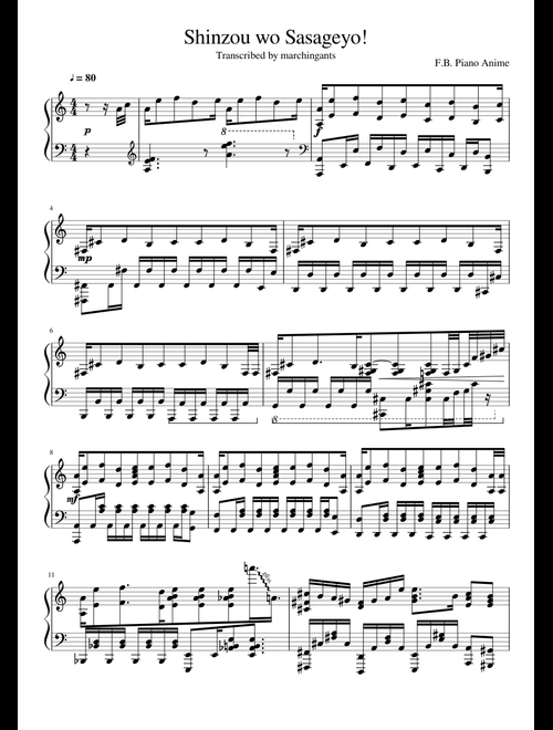 無料の アニメ の楽譜 | MuseScore.com でPDFのダウンロードまたは印刷