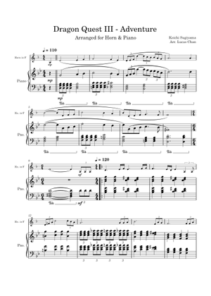 冒険 - ドラゴンクエストIII 楽譜 ピアノ (ソロ) | MuseScore.com