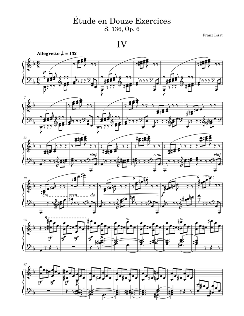 12の練習曲 第4番 楽譜 ピアノ (ソロ) | MuseScore.com