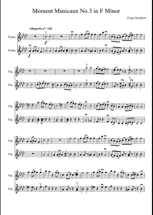 Moments Musicaux, Opus 94 No. 3 in F minor – Franz Schubert 楽譜