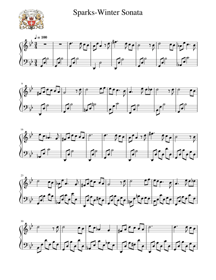 スパークス-冬のソナタ 楽譜 ピアノ (ソロ) easy | MuseScore.com