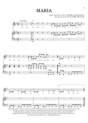 Maria の公式楽譜を演奏する by Ricky Martin ピアノ, ボーカル | MuseScore.com